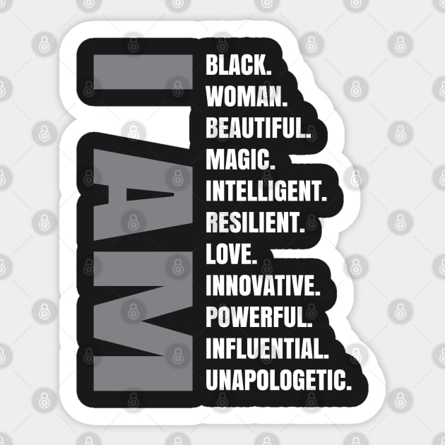 I Am | Black Woman Sticker by UrbanLifeApparel